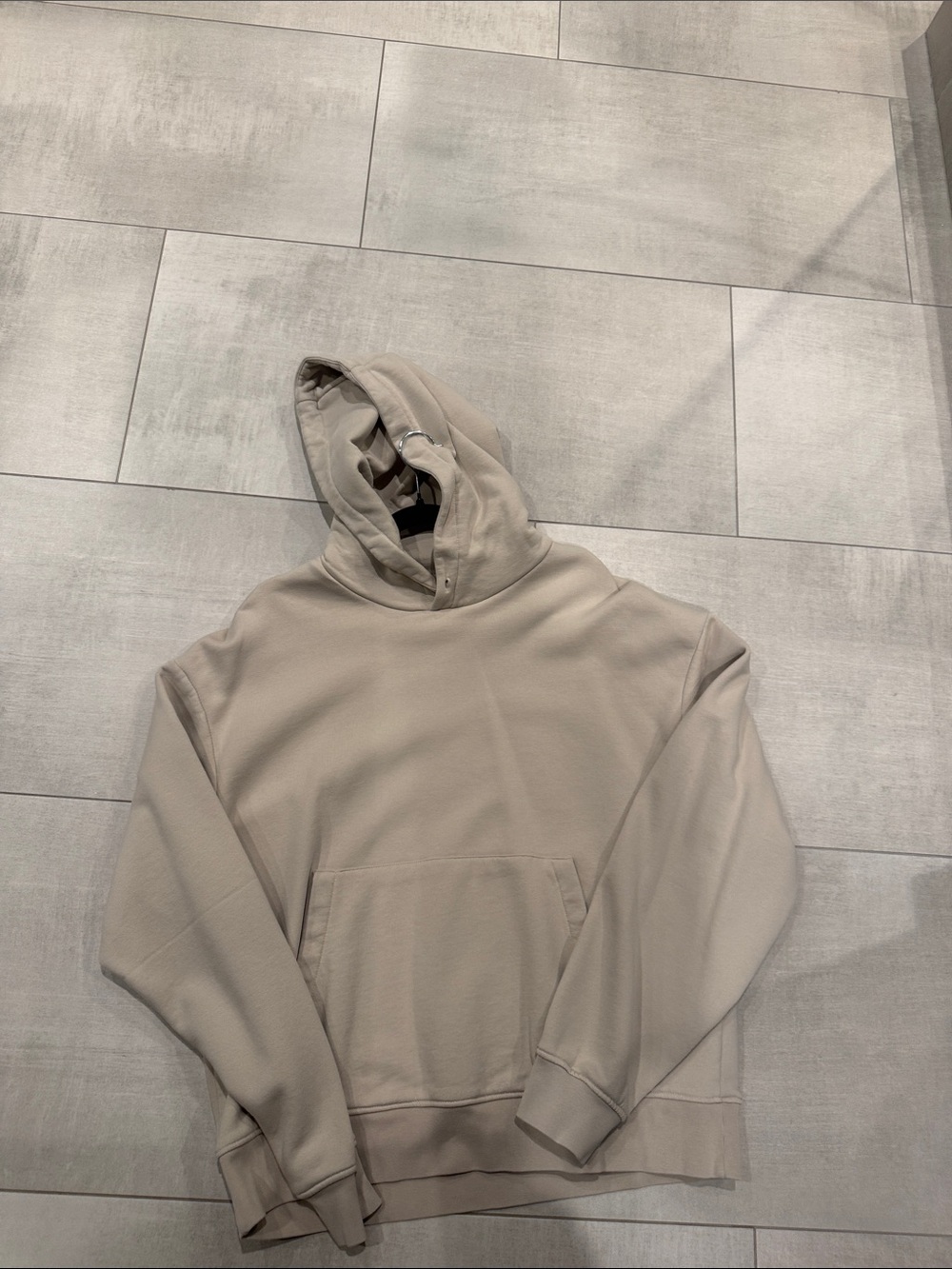 Zara size large Men's Hooded Pullover Sweatshirt - Beige